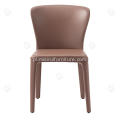 Włoskie minimalistyczne brązowe skórzane krzesła jadalne